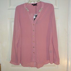 CLOSET SALE! BCBG MAXAZRIA  PEARL BEADED SHEER TOP